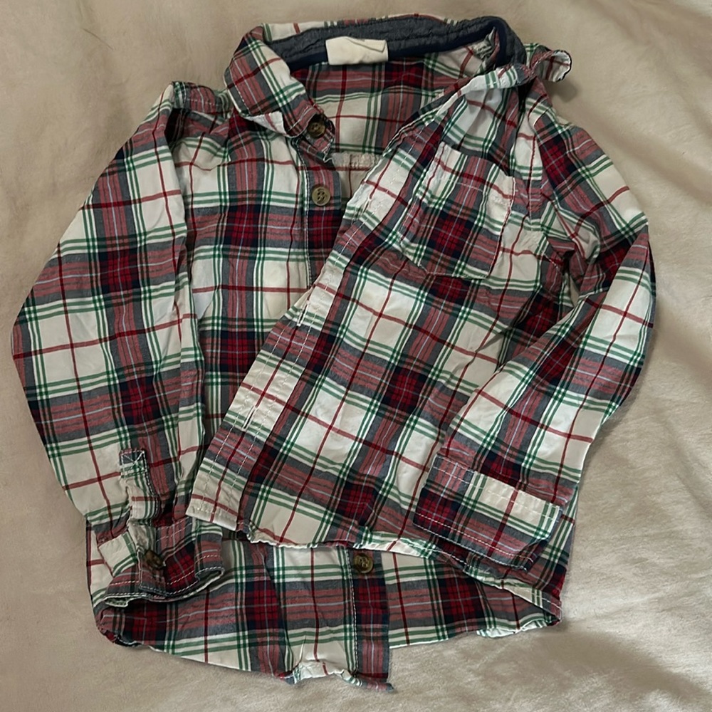 Christmas Plaid Button Up